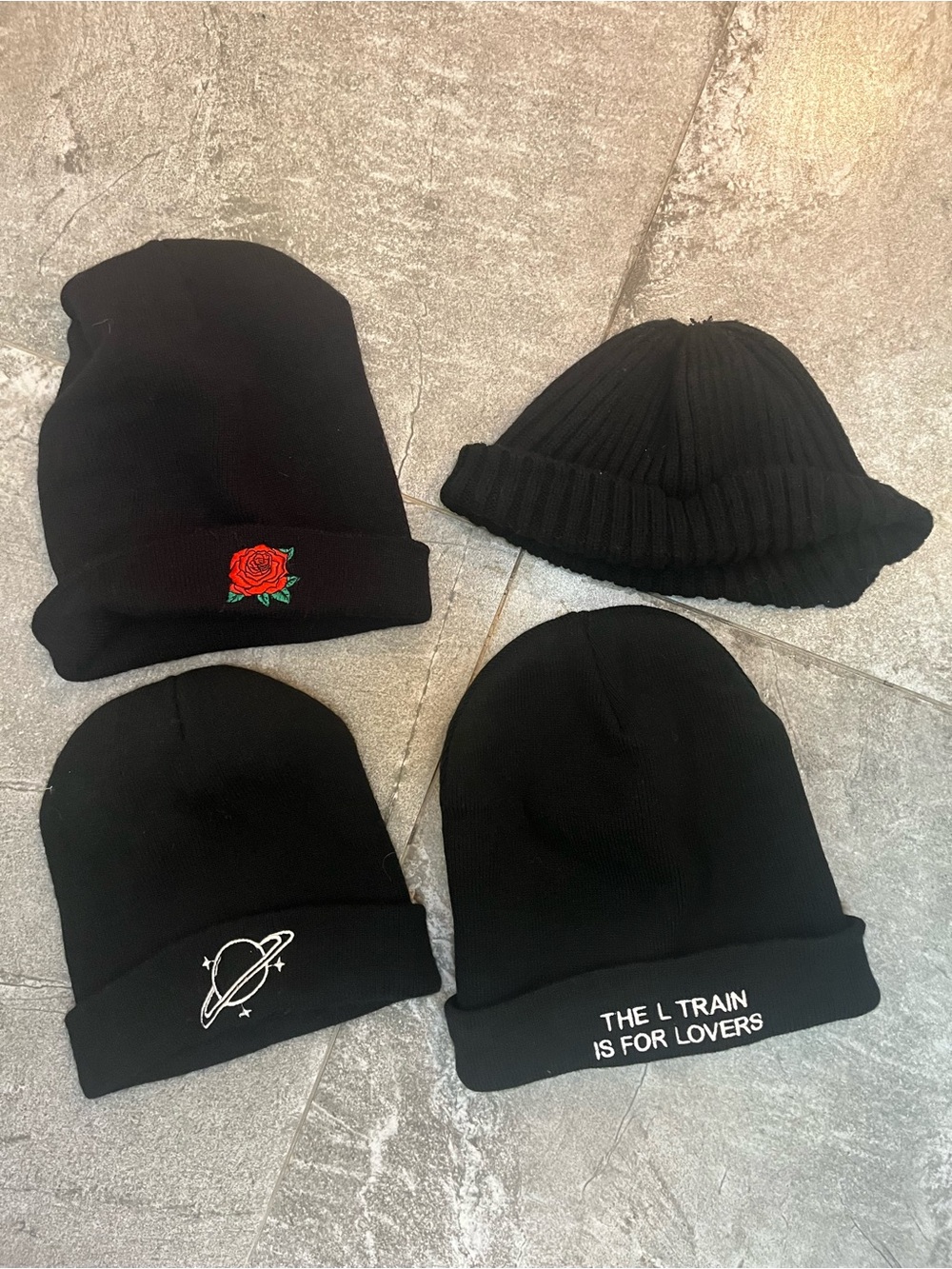 Bundle of 4 Black Beanie Hats